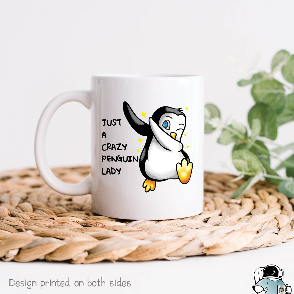 Crazy Penguin Lady Mug, Penguin Gift, Penguin Coffee Mug, Penguin Girl, Love Penguins, Animal Lover Gift, Animal Coffee Mug, Penguin Art - 1.jpg