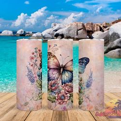 ready watercolor butterfly tumbler,ready watercolor butterfly skinny tumbler,awareness tumbler