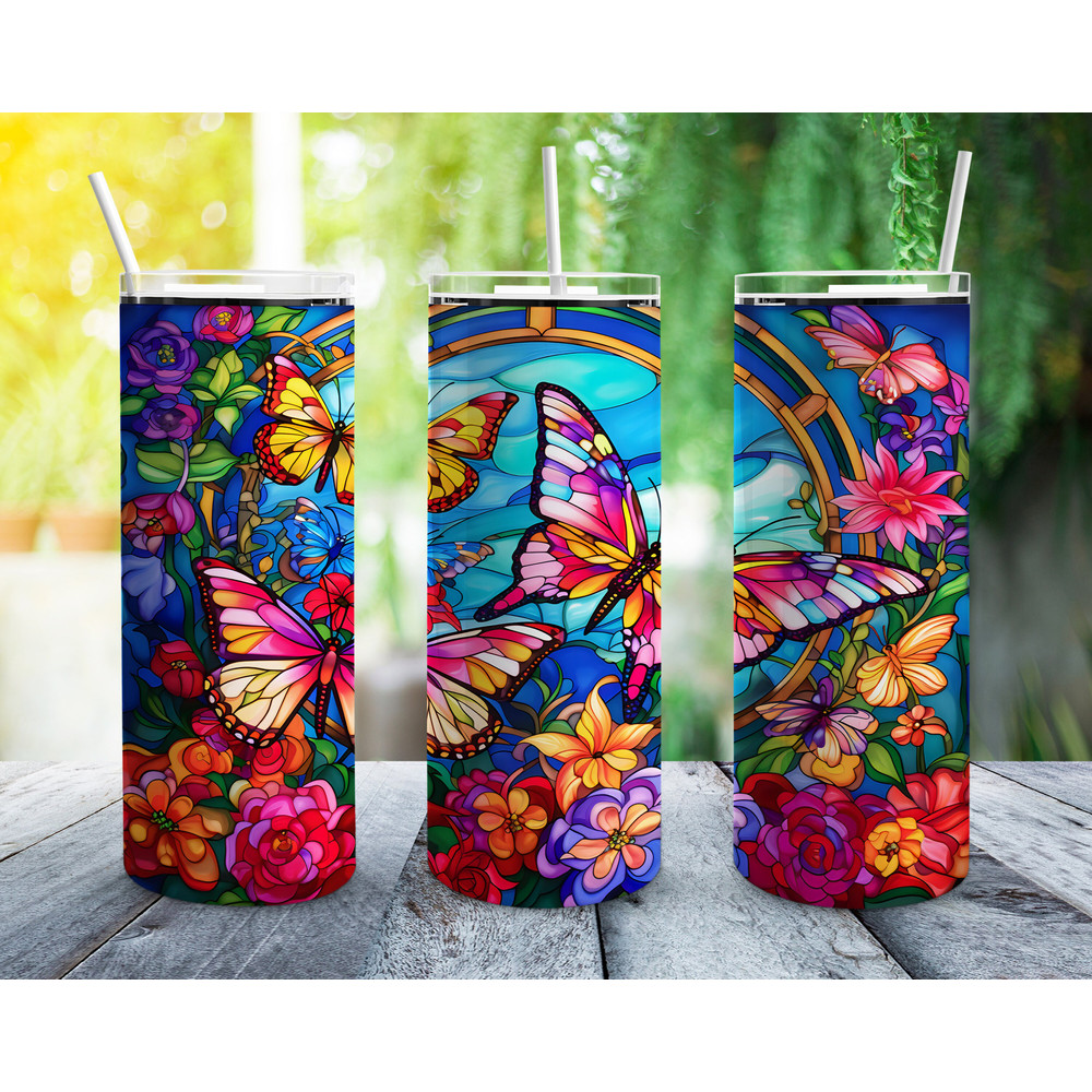 Butterfly Floralr Tumbler, Butterfly Floralr Skinny Tumbler.png