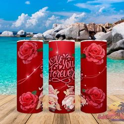 valentines gnome and roses tumbler,valentines gnome and roses skinny tumbler,awareness tumbler