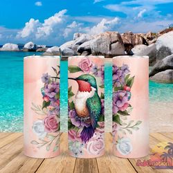 watercolor hummingbird butterfly tumbler,watercolor hummingbird butterfly skinny tumbler,awareness tumbler