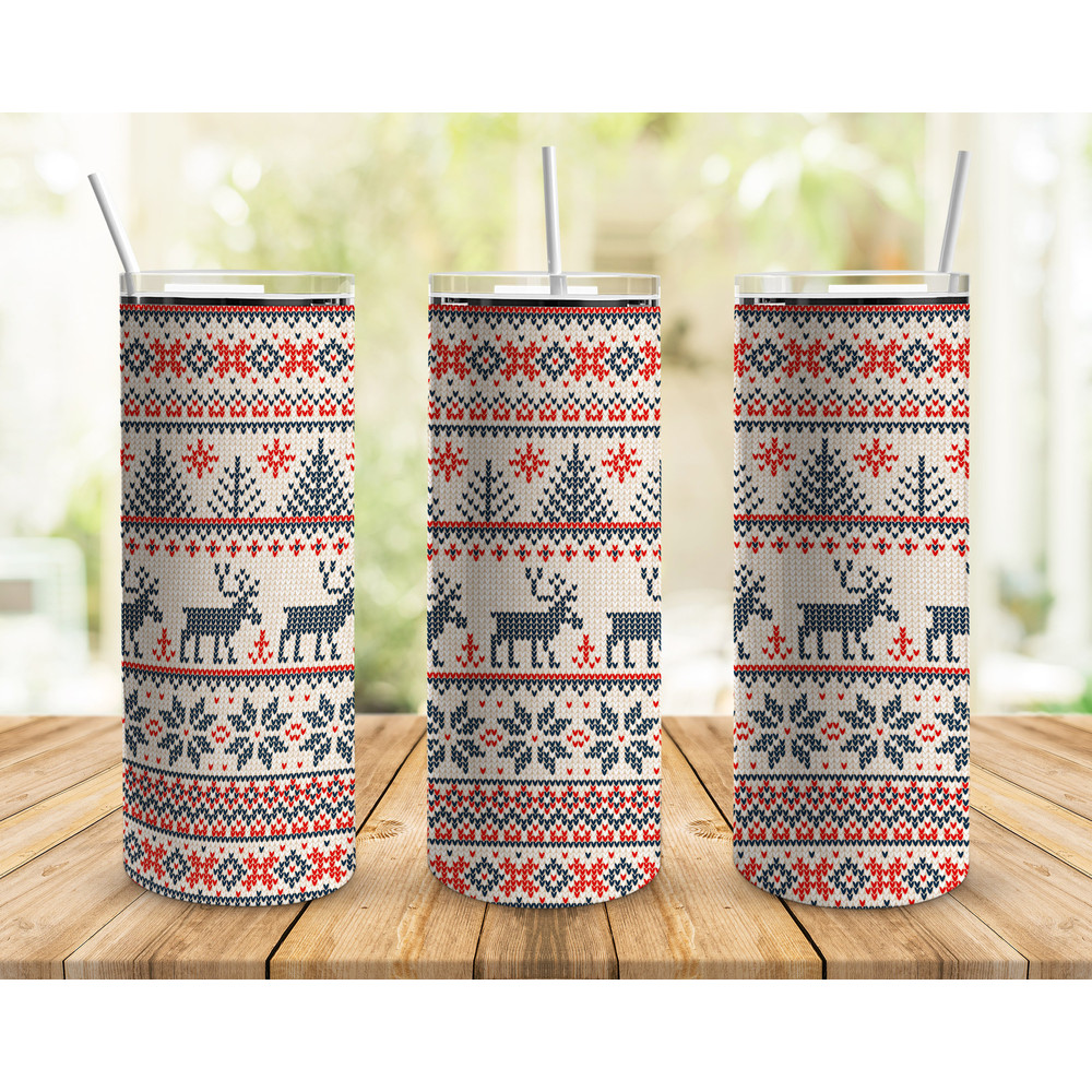 Christmas Reindeer Jumperr Tumbler, Christmas Reindeer Jumperr Skinny Tumbler.png