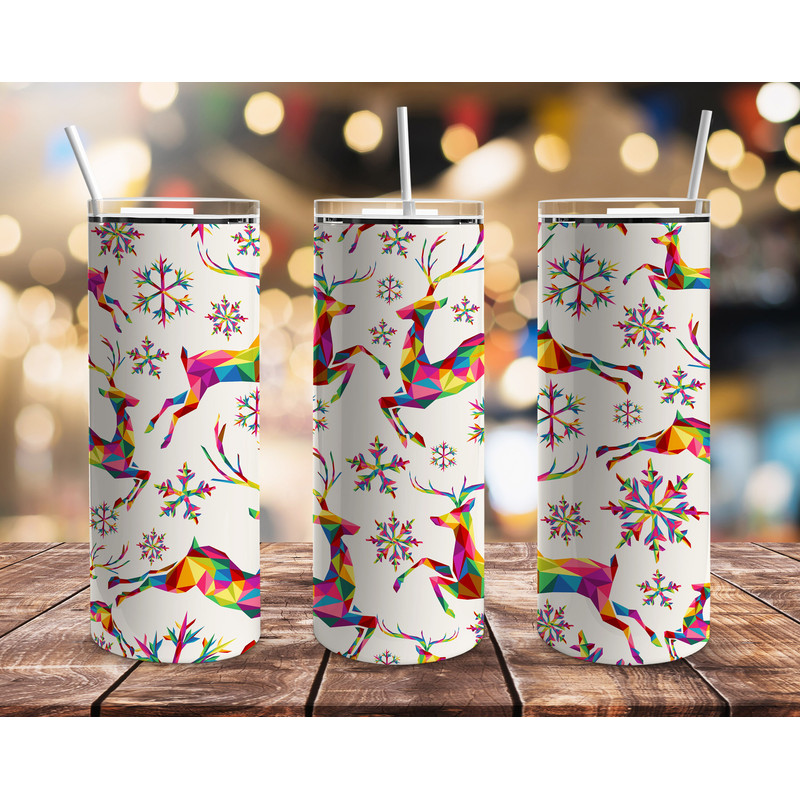 Christmas Reindeers 20oz Straight Tumbler Wrap Seamless Design PNG-1.jpg.png