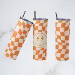 retro smiley face birthday tumbler, retro tumbler, retro skinny tumbler