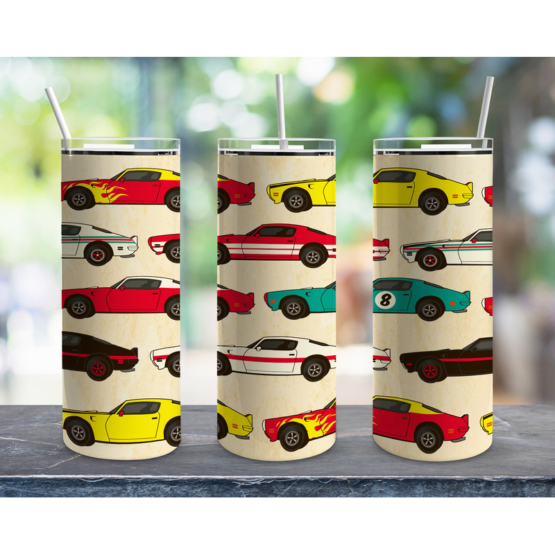 Classic Racing Carsr Tumbler, Classic Racing Carsr Skinny Tumbler.png