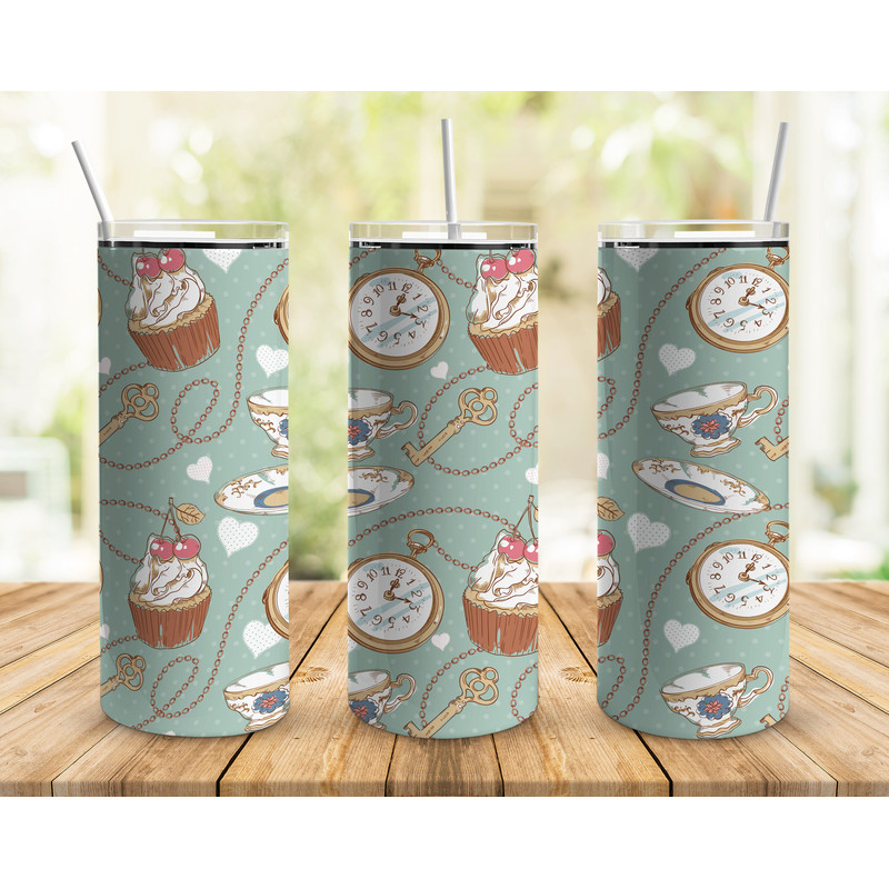 Cupcake Tea Partyr Tumbler, Cupcake Tea Partyr Skinny Tumbler.png