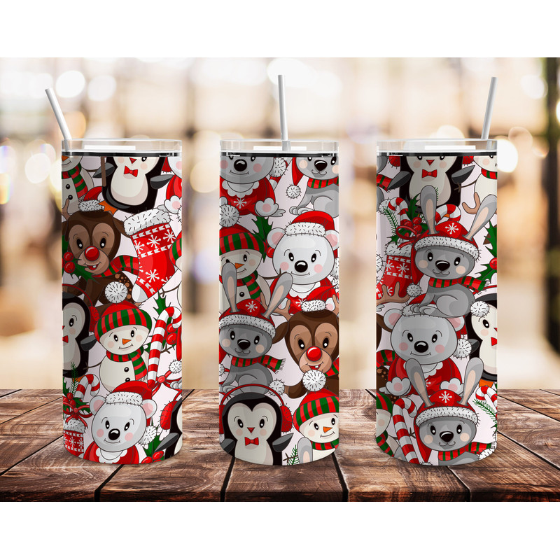 Cute Christmas Animalsr Tumbler, Cute Christmas Animalsr Skinny Tumbler.png
