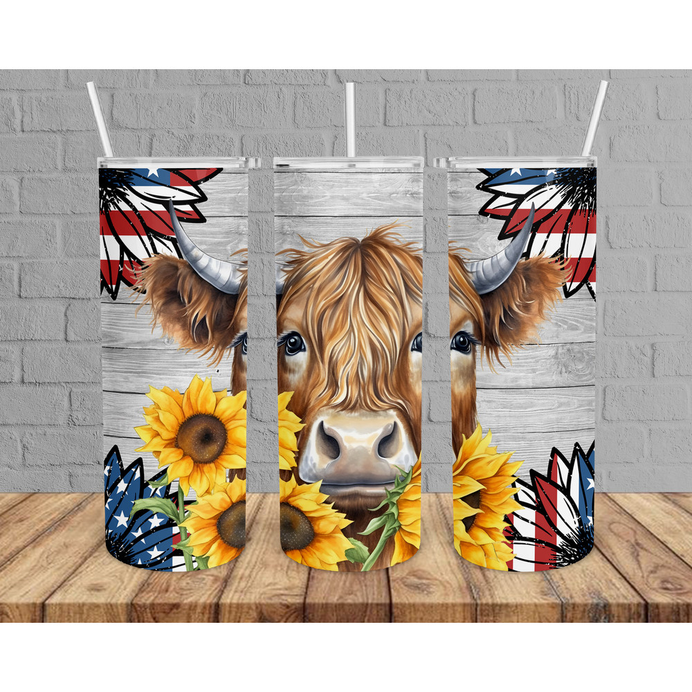 Sunflower Cow 4th July Tumbler,Sunflower Cow 4th July Skinny Tumbler,Kid Movie Tumbler.png