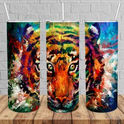 water colorful tiger tumbler,water colorful tiger skinny tumbler,kid movie tumbler