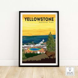 yellowstone print | national park vintage poster | yellowstone wall art decor print | national park print | home decor