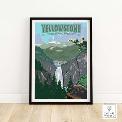 yellowstone print | national park poster | yellowstone vintage wall art | home decor print | wyoming national park print