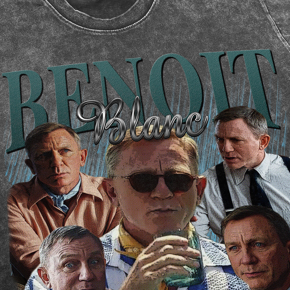 Benoit Blanc Vintage Washed Shirt, Actor Homage Graphic Unisex T-Shirt, Bootleg Retro 90's Fans Tee Gift - 3.jpg