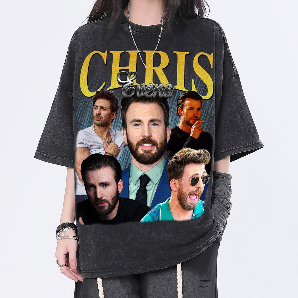 Chris Evans Vintage Washed Shirt, Actor  Homage Graphic Unisex T-Shirt, Retro 90's Fans Tee Gift - 1.jpg