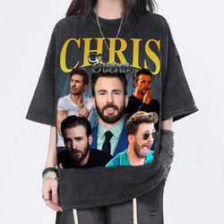 chris evans vintage washed shirt, actor  homage grap