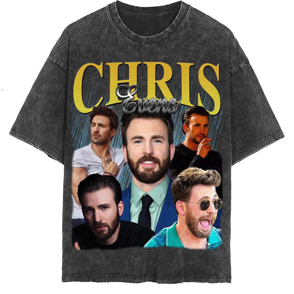 Chris Evans Vintage Washed Shirt, Actor  Homage Graphic Unisex T-Shirt, Retro 90's Fans Tee Gift - 2.jpg
