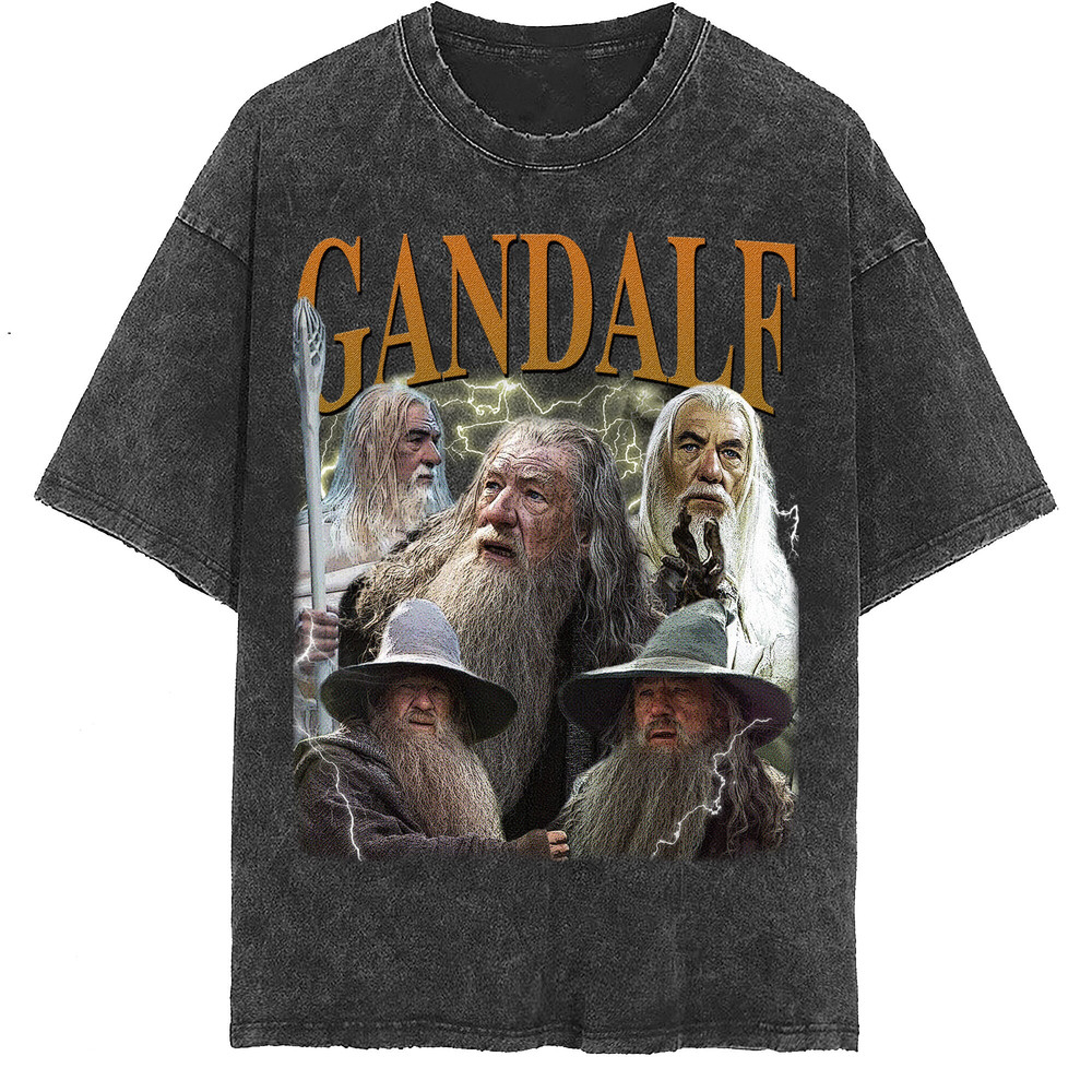 Gandalf Vintage Washed Shirt, Actor Homage Graphic Unisex T-Shirt, Bootleg Retro 90's Fans Tee Gift - 2.jpg