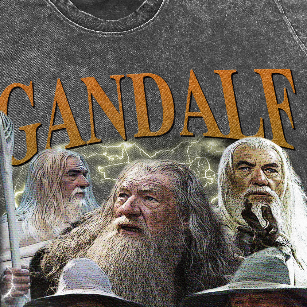Gandalf Vintage Washed Shirt, Actor Homage Graphic Unisex T-Shirt, Bootleg Retro 90's Fans Tee Gift - 3.jpg