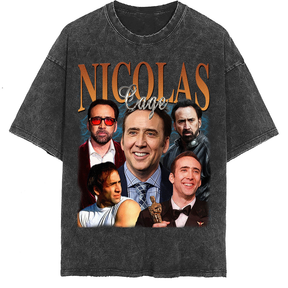 Nicolas Cage Vintage Washed Shirt, Actor Homage Graphic Unisex T-Shirt, Bootleg Retro 90's Fans Tee Gift - 2.jpg