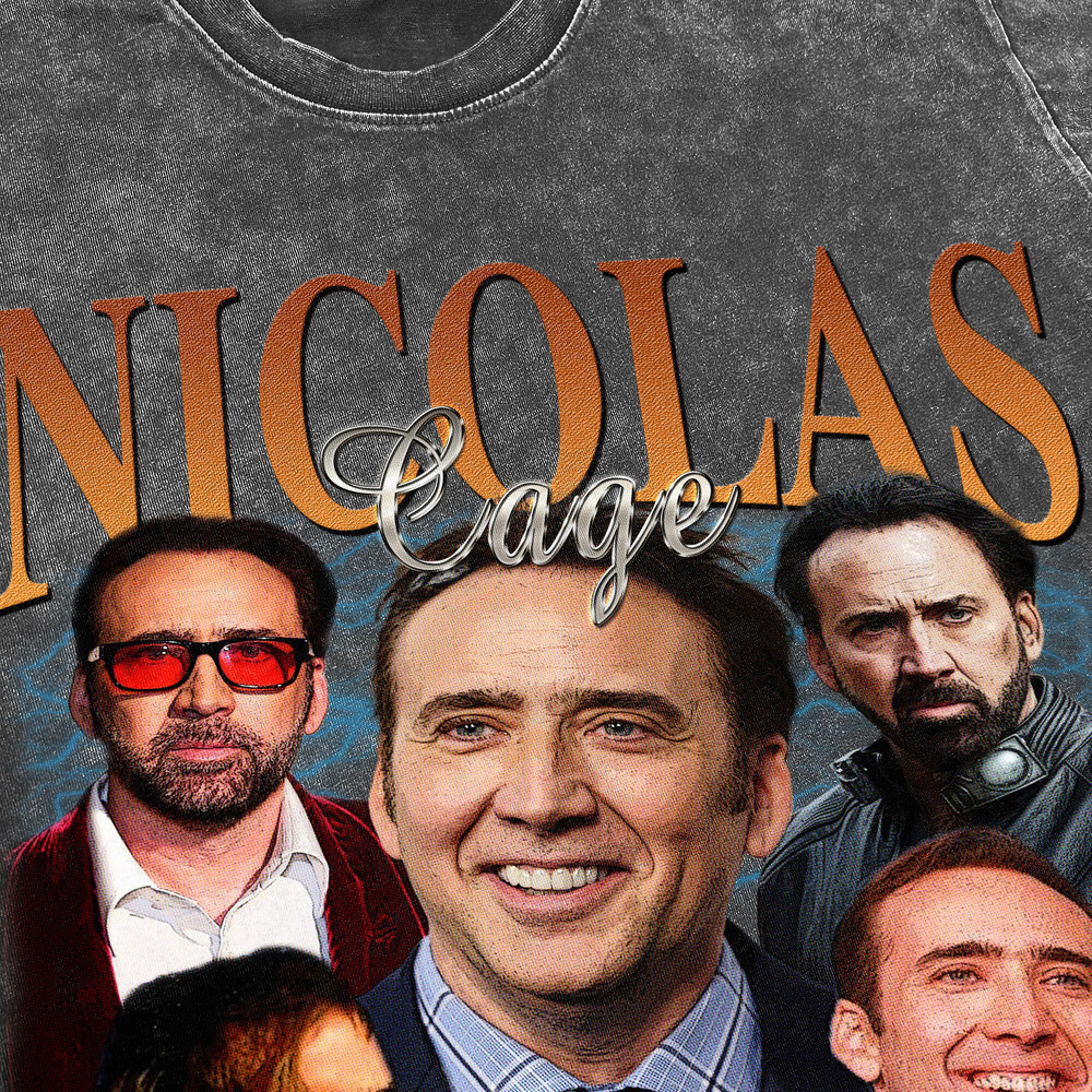 Nicolas Cage Vintage Washed Shirt, Actor Homage Graphic Unisex T-Shirt, Bootleg Retro 90's Fans Tee Gift - 3.jpg