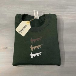 neutral swoosh drip sweatship - crewneck sweater - vintage sweatshirt - sweatshirt embroidered - hoodie embroidered