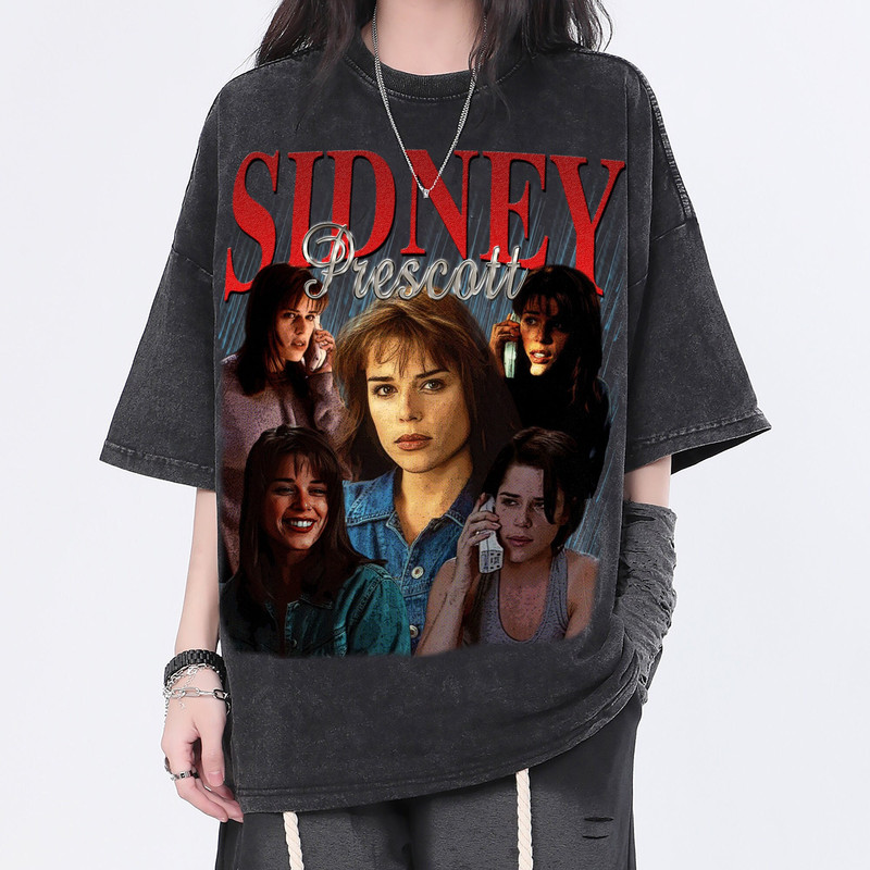 Sidney Prescott Vintage Washed Shirt, Actress Homage Graphic Unisex T-Shirt, Bootleg Retro 90's Fans Tee Gift - 1.jpg