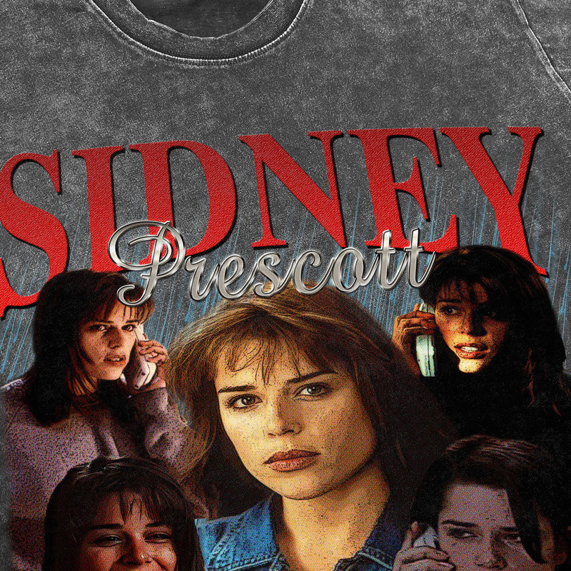 Sidney Prescott Vintage Washed Shirt, Actress Homage Graphic Unisex T-Shirt, Bootleg Retro 90's Fans Tee Gift - 3.jpg