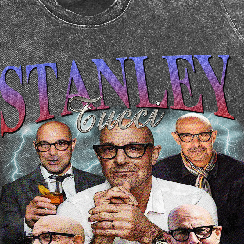Stanley Tucci Vintage Washed Shirt,Actor Homage Graphic Unisex T-Shirt, Bootleg Retro 90's Fans Tee Gift - 3.jpg