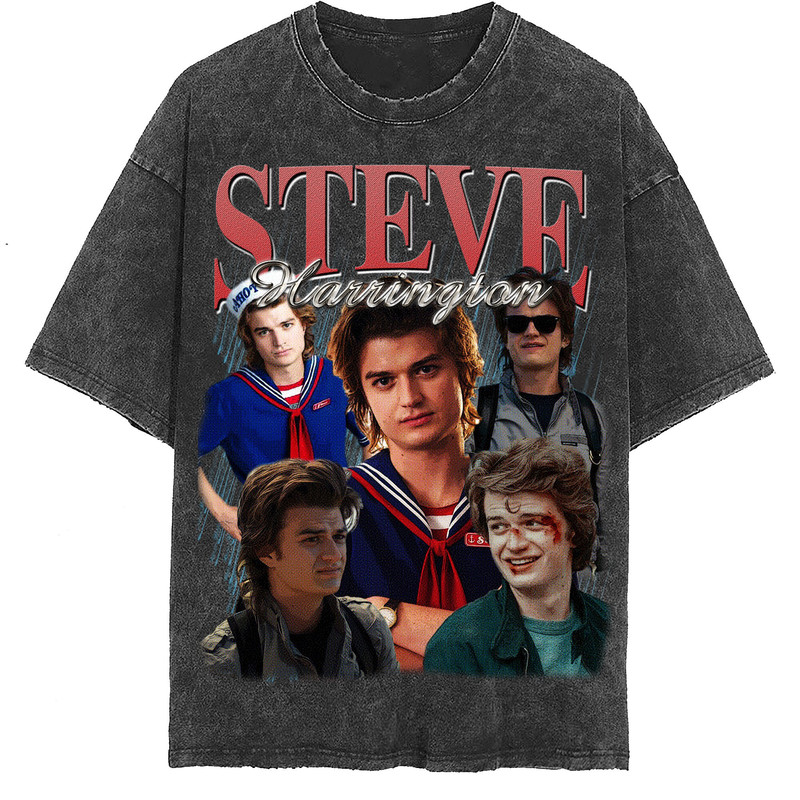 Steve Harrington Vintage Washed Shirt, Joe Keery Homage Tee, Fans Gift For Women, Actor Retro 90's T-Shirt For Men - 2.jpg