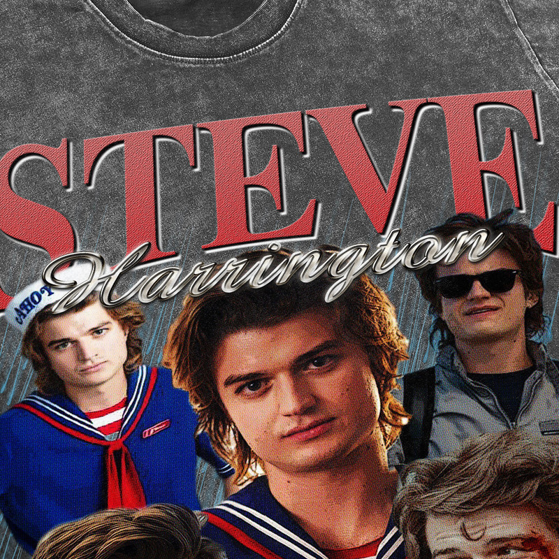 Steve Harrington Vintage Washed Shirt, Joe Keery Homage Tee, Fans Gift For Women, Actor Retro 90's T-Shirt For Men - 3.jpg