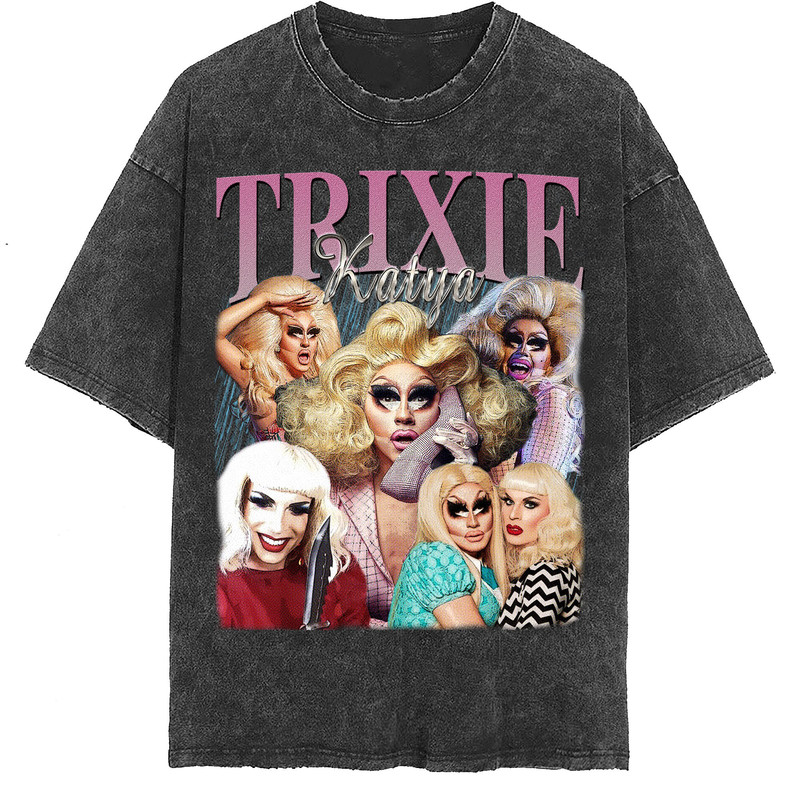 Trixie Katya Vintage Washed Shirt, Actress Homage Graphic Unisex T-Shirt, Bootleg Retro 90's Fans Tee Gift - 2.jpg