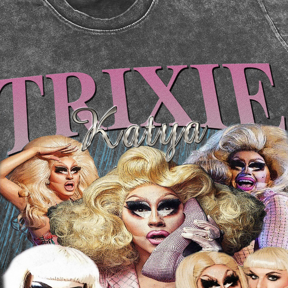Trixie Katya Vintage Washed Shirt, Actress Homage Graphic Unisex T-Shirt, Bootleg Retro 90's Fans Tee Gift - 3.jpg