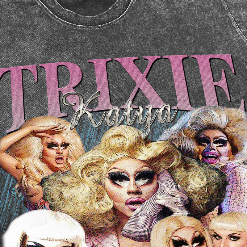 Trixie Katya Vintage Washed Shirt, Actress Homage Graphic Unisex T-Shirt, Bootleg Retro 90's Fans Tee Gift - 3.jpg