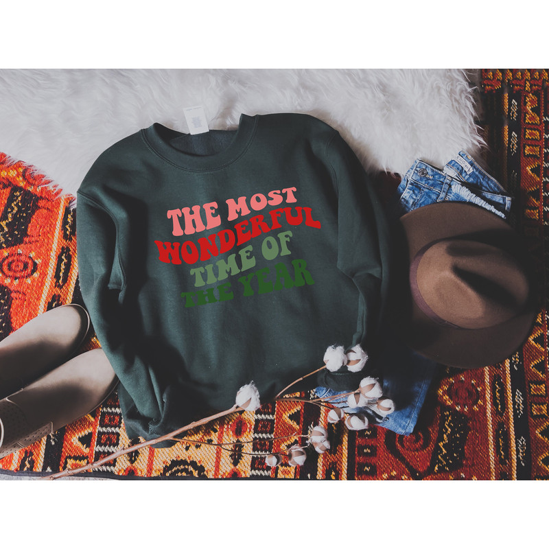 Christmas Most Wonderful Time Of The Year,Cute Christmas Crewneck,Cozy Winter Outfit,Holly Spirit Shirt,Women's Christmas Shirt,Xmas Gift - 3.jpg