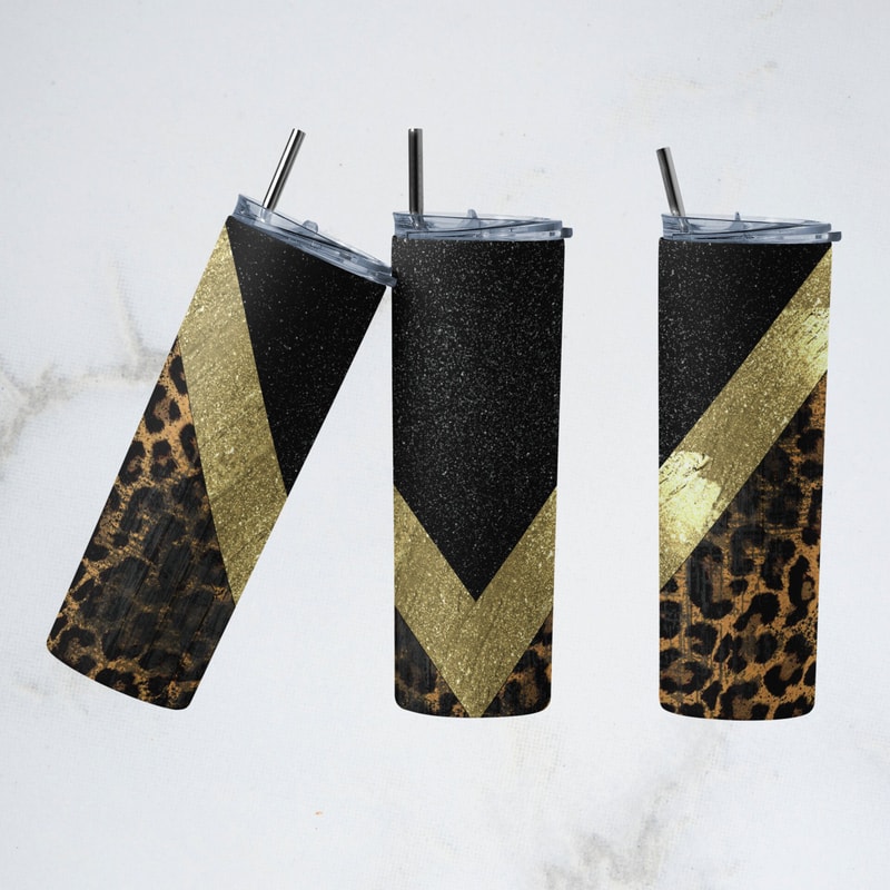 Black glitter leopard 20oz Sublimation Tumbler Designs, v split straight tumbler PNG.jpg