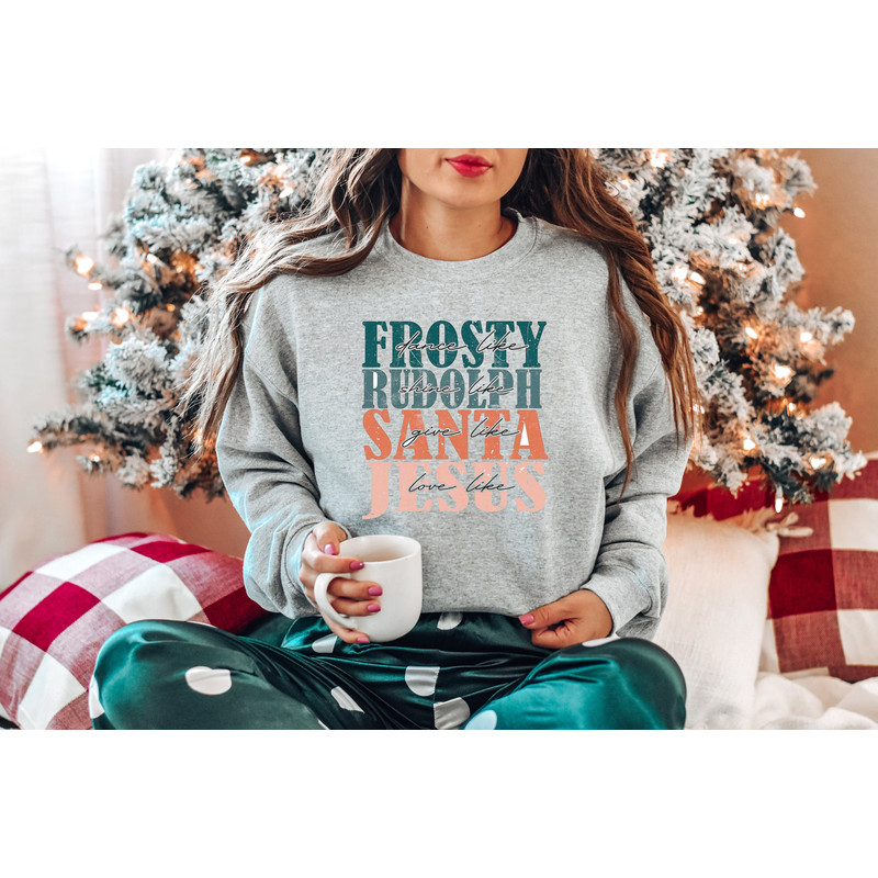 Frosty Rudolph Santa Jesus Christmas Sweatshirt,Christmas Party Crewneck,Winter Holiday Outfit,Christmas Cute Sweatshirt,Christmas Gift,Xmas - 2.jpg
