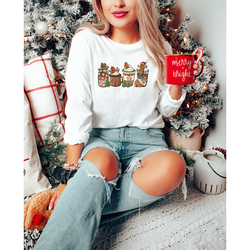 Gingerbread Christmas Coffee Shirt,Christmas Coffee Sweatshirt,Coffee Lover Gift, Xmas Latte Drink Crewneck,Women Holiday Sweater,Xmas Tee - 3.jpg