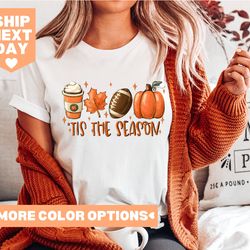 Tis The Season Shirt, Fall Pumpkin Shirt, Football Shirts For Women, Women Fall Tees,