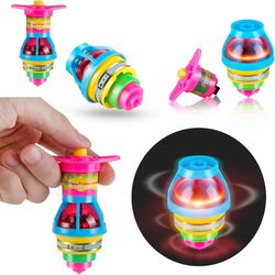 Gyroscope Novelty Bulk Toys 4-Pack LED Light Up Flashing UFO Spinning Tops