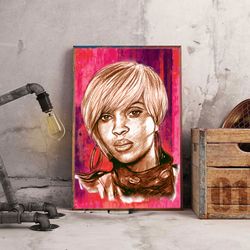 mary j blige poster, timeless diva poster, music poster, hip hop soul music, r&b music poster, singer poster, wall art