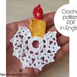Candle Christmas crochet pattern ,  Christmas pattern , crochet pattern , Irish Crochet , Motif crochet .