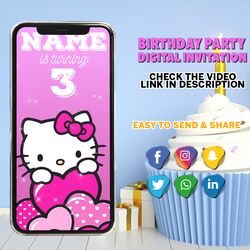 Kitty Video Invitation, birthday party, video invite
