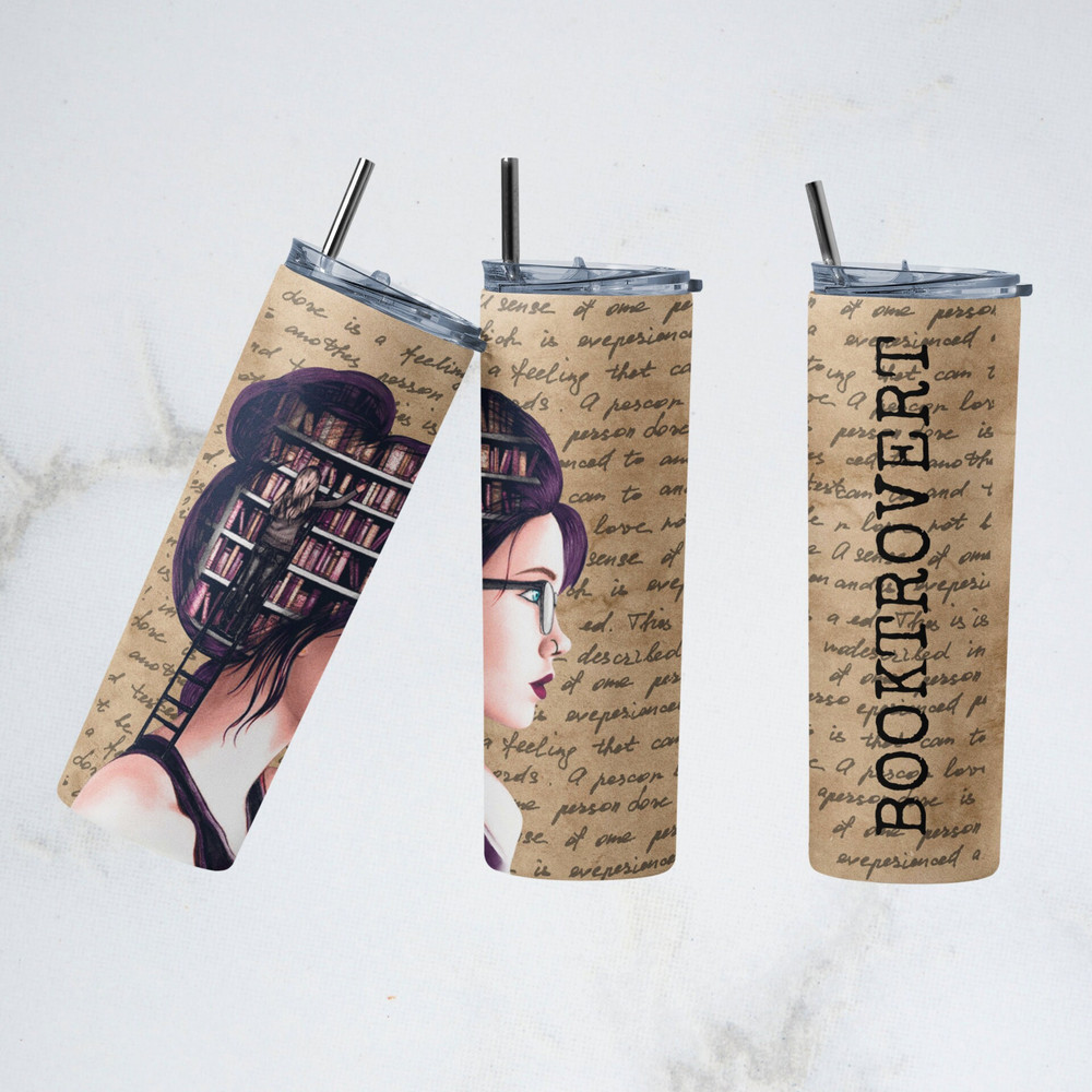 Booktrovert 20 oz Skinny Tumbler Sublimation Design Digital Download PNG Instant DIGITAL ONLY, Book Lover Tumbler, Read Books png.jpg