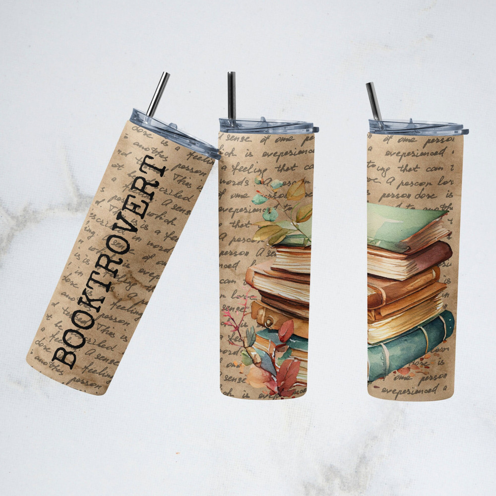 Booktrovert 20 oz Skinny Tumbler Sublimation Design Digital Download PNG Instant DIGITAL ONLY, Book Lover Tumbler, Read Books png-2.jpg