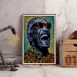 ray charles poster, rhythmic genius poster, music poster, rhythm and blues music poster, singer poster, wall art