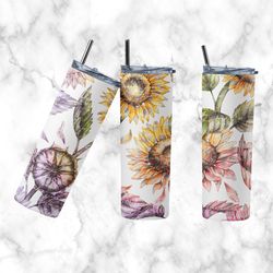 sunflower tumbler, sunflower skinny tumbler