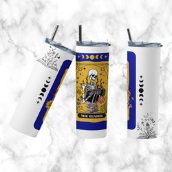 the reader tarot card glass tumbler, the reader tarot card glass skinny tumbler