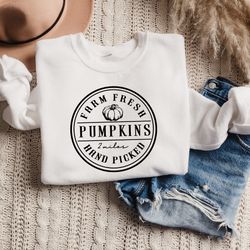 hand picked farm fresh pumpkins crewneck sweatshir
