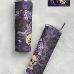 witch black cat tumbler, witch black cat skinny tumbler