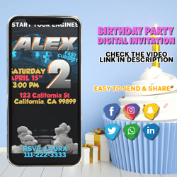 2 Fast 2 Curious Birthday Invitation, Second Birthday Invitation, car racing invitation, video animated invitation
