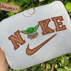 nike x baby yoda embroidered sweatshirt, brand embroidered sweatshirt, brand embroidered crewneck, brand embroidered